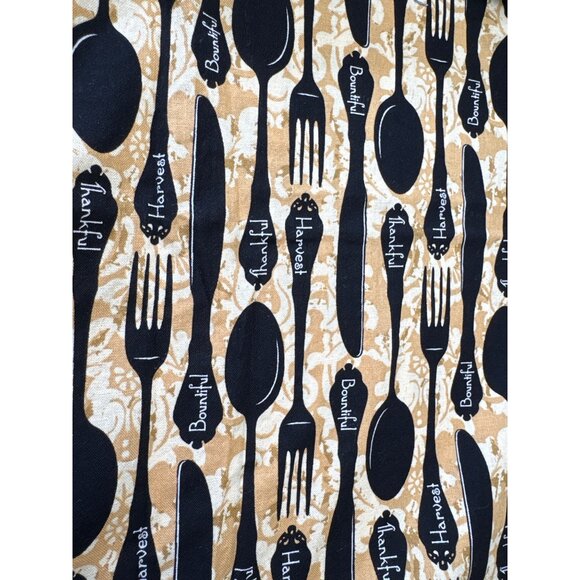 Thankful Harvest Bountiful Utensil Pattern Cotton Fabric 1/2 yard x 42" - Picture 1 of 9